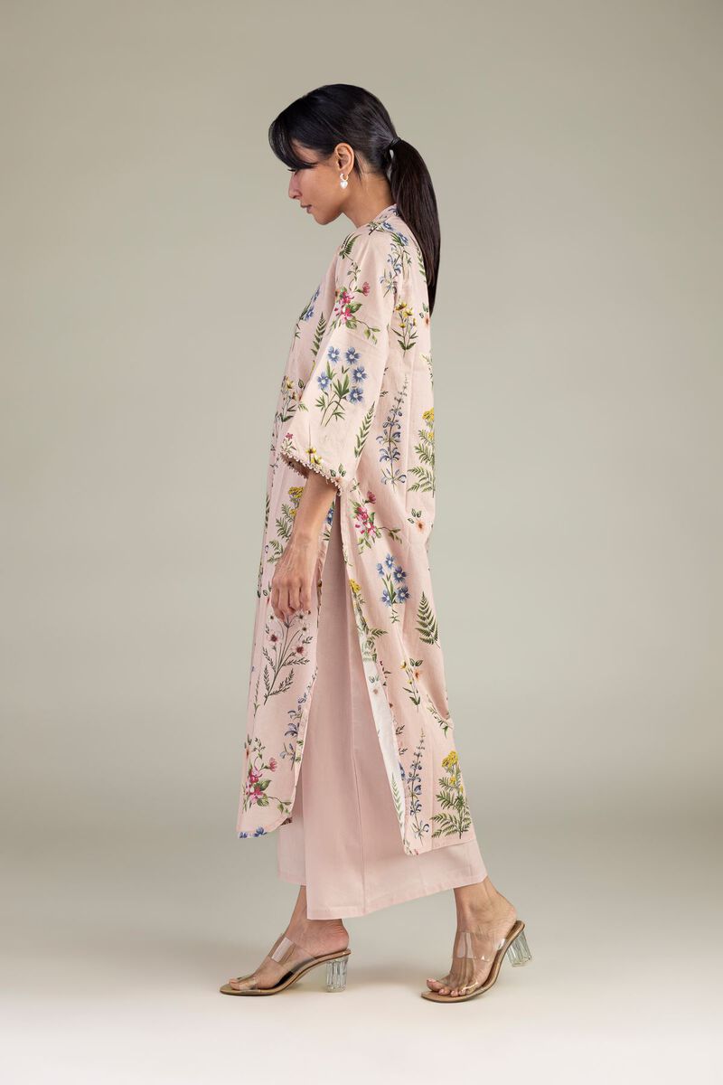 Dusty Pink Botanical Floral Printed Unstitched 3-Piece Suit