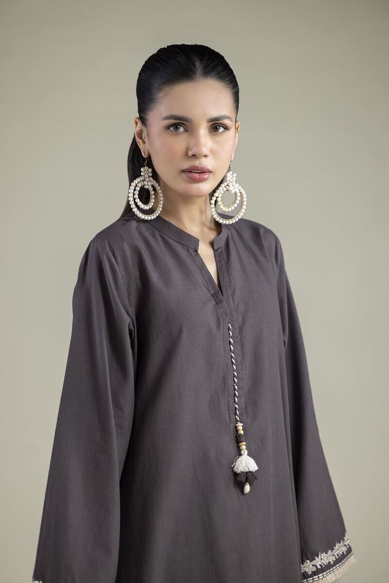 Charcoal Grey Embroidered Unstitched 2-Piece Suit