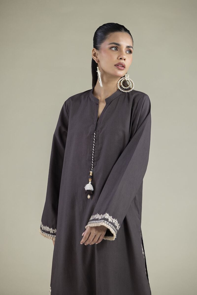 Charcoal Grey Embroidered Unstitched 2-Piece Suit