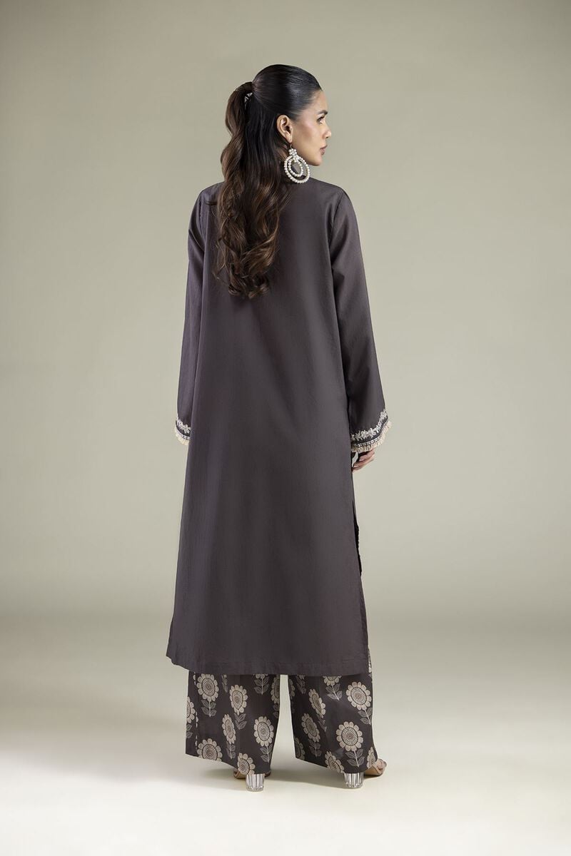 Charcoal Grey Embroidered Unstitched 2-Piece Suit