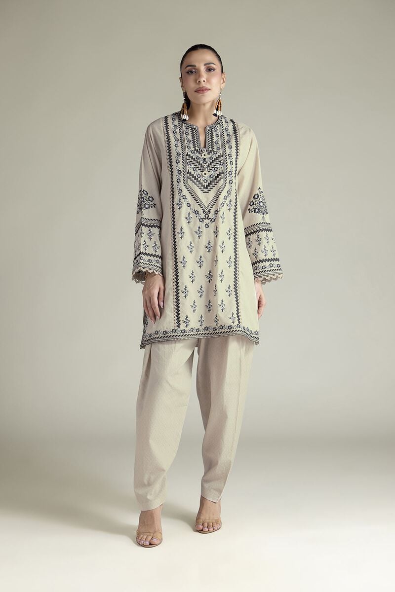 Cream Embroidered Unstitched 2-Piece Suit