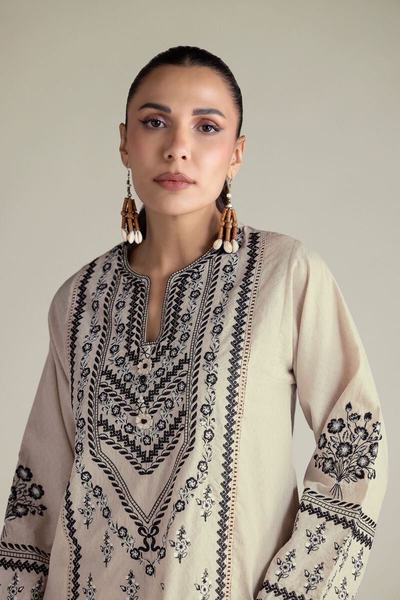 Cream Embroidered Unstitched 2-Piece Suit