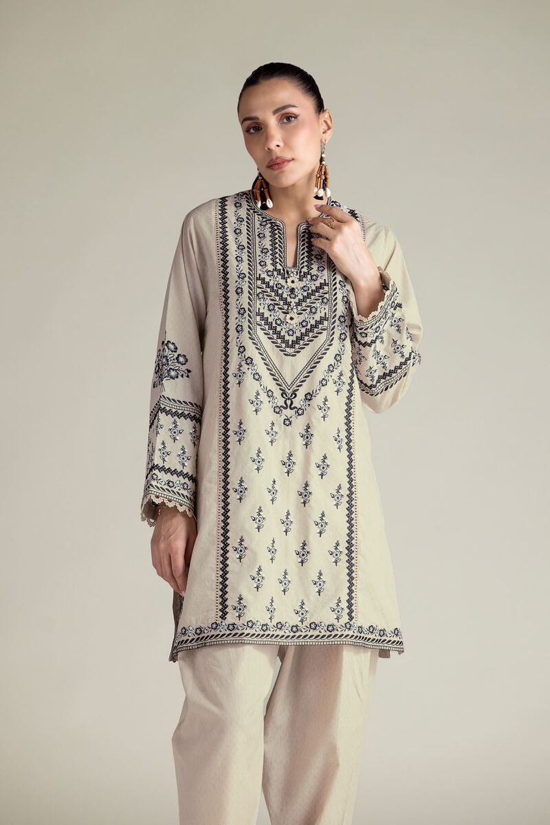 Cream Embroidered Unstitched 2-Piece Suit