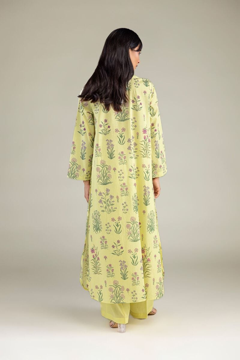 Lime Green Botanical Floral Printed Unstitched 2-Piece Suit