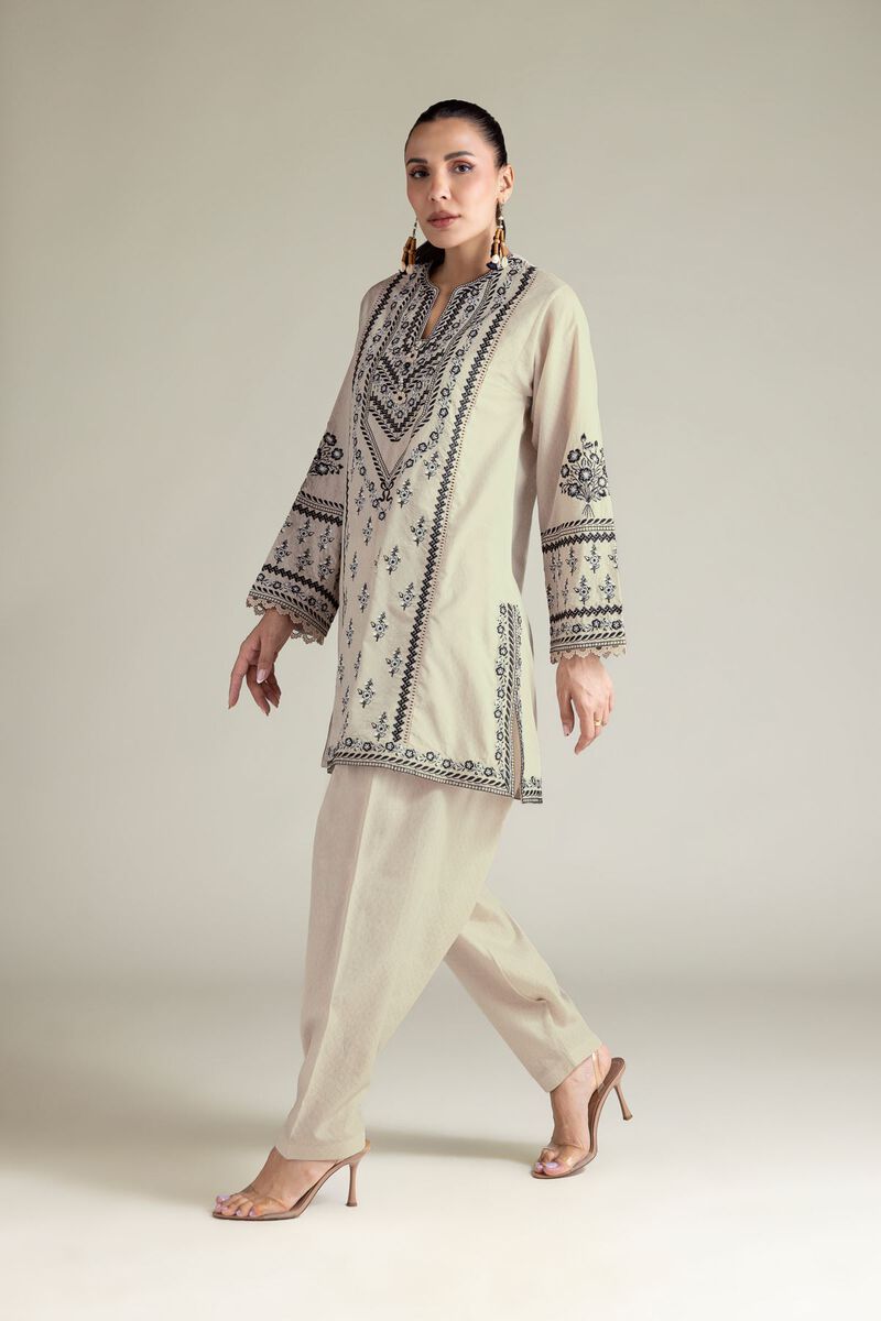 Cream Embroidered Unstitched 2-Piece Suit