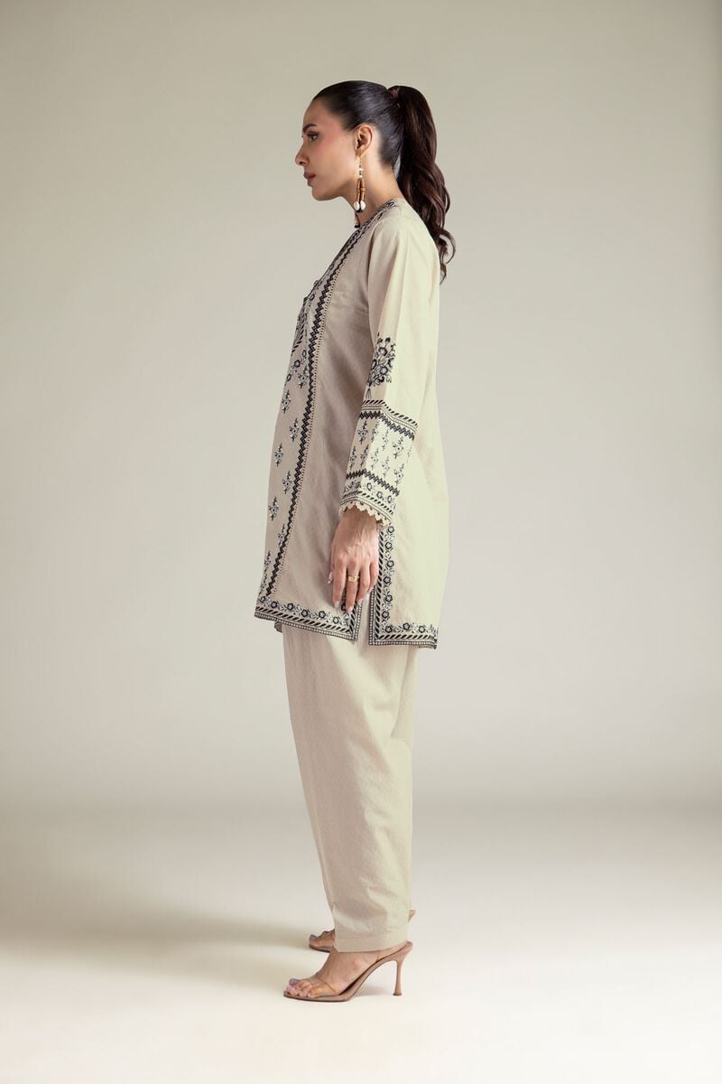 Cream Embroidered Unstitched 2-Piece Suit